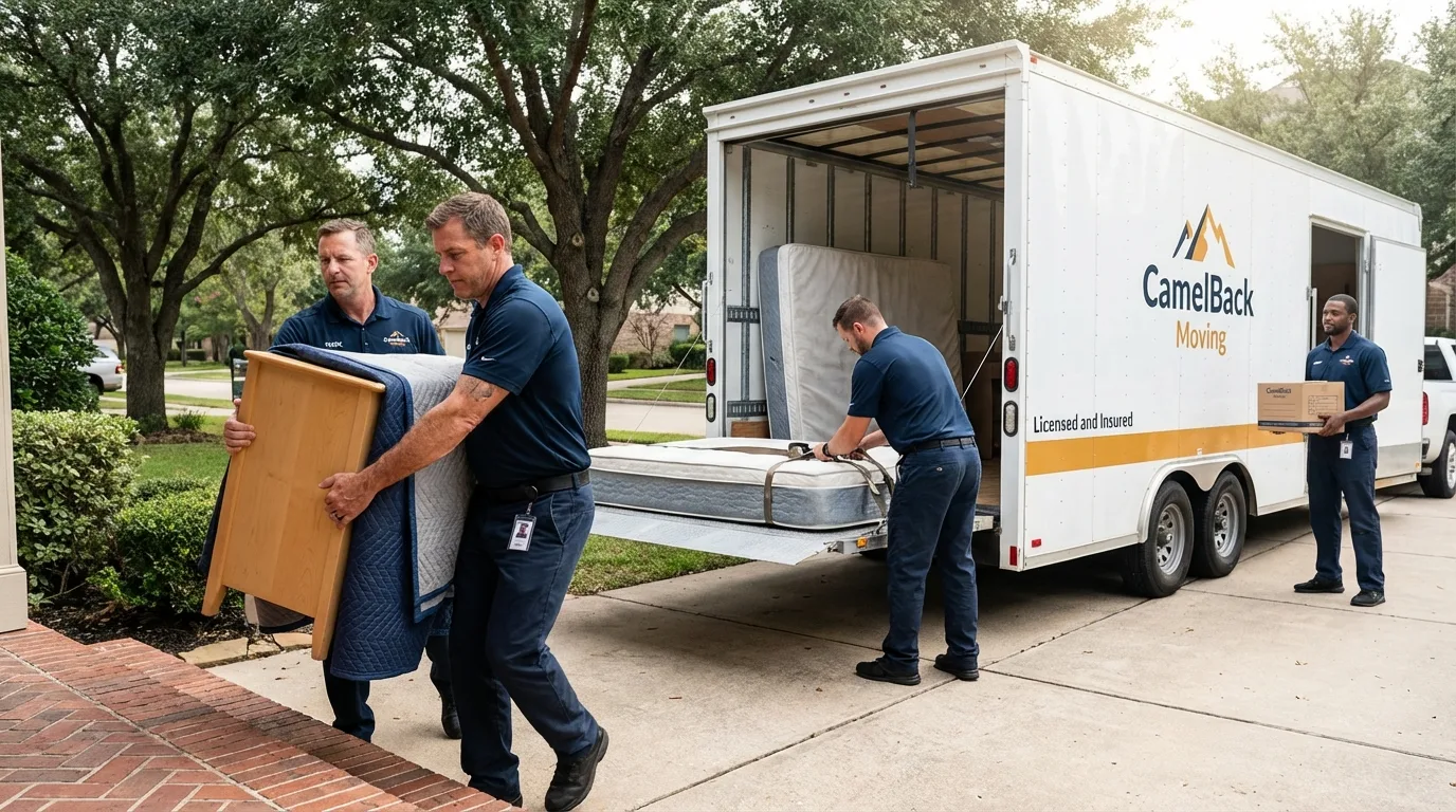 Crew loading residential truck for cross-state move from Dora, AL