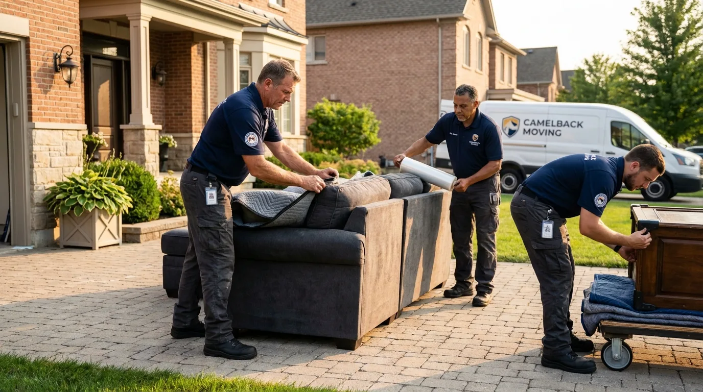 Large estate moving crew wrapping furniture in Dora, AL